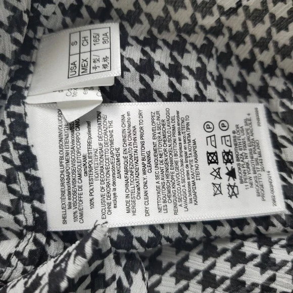 BROOKS BROTHERS Shirt Womens Small Relaxed Houndstooth Blouse Chiffon New - Picture 8 of 16